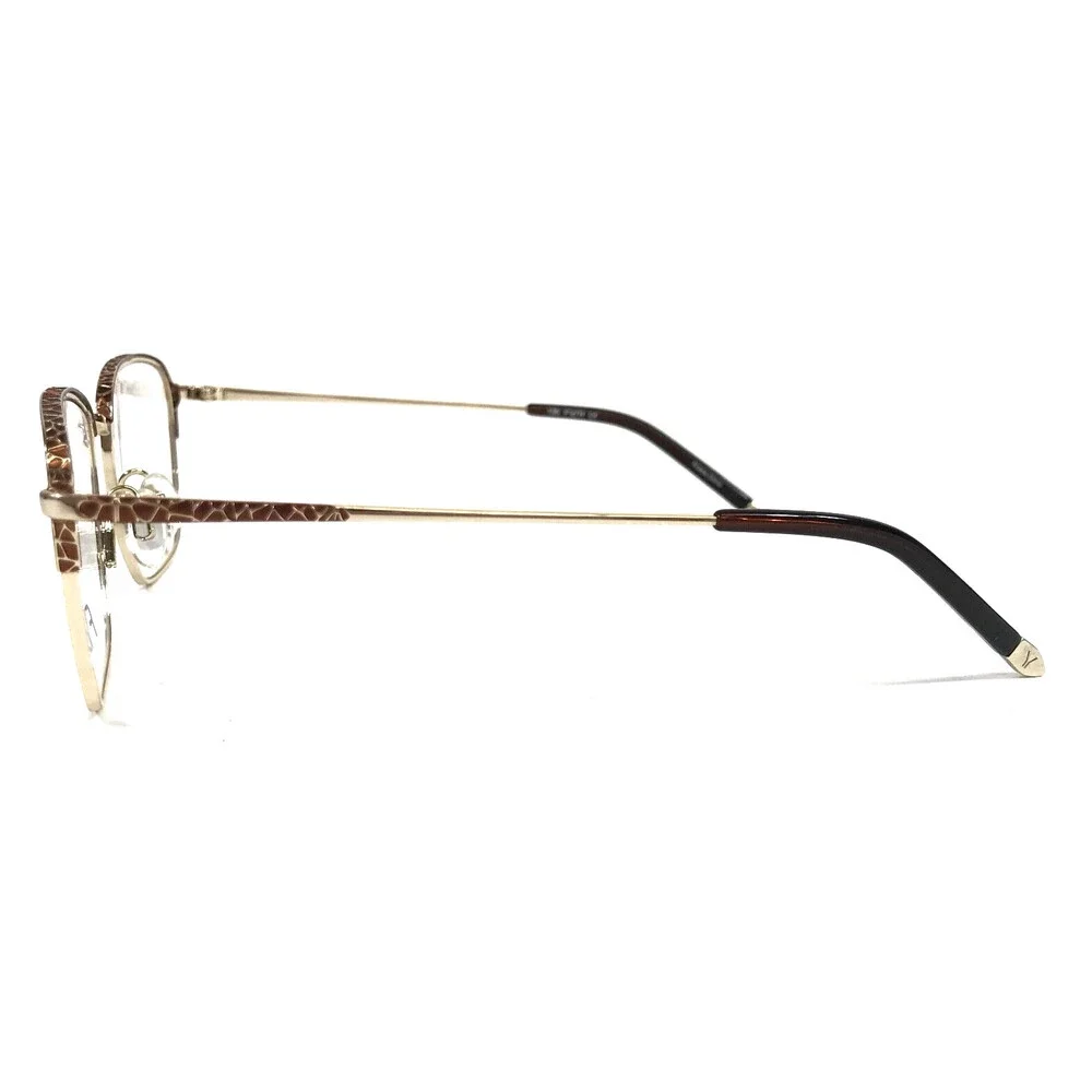 FYSH Eyeglasses Frames 3621 S111 Shiny Gold Brown Animal Print Square 52-18-135